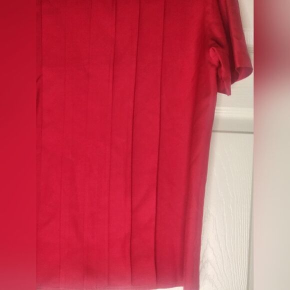 Vtg WTC 6 Red 100% SILK Shrtslvs Folds Buttons on the Back Women’s Top Blouse - Picture 3 of 10